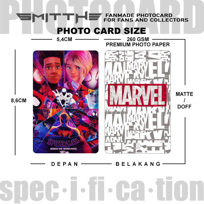 Photocard Spiderman Across Spider Verse Unofficial Photo Card Kartu