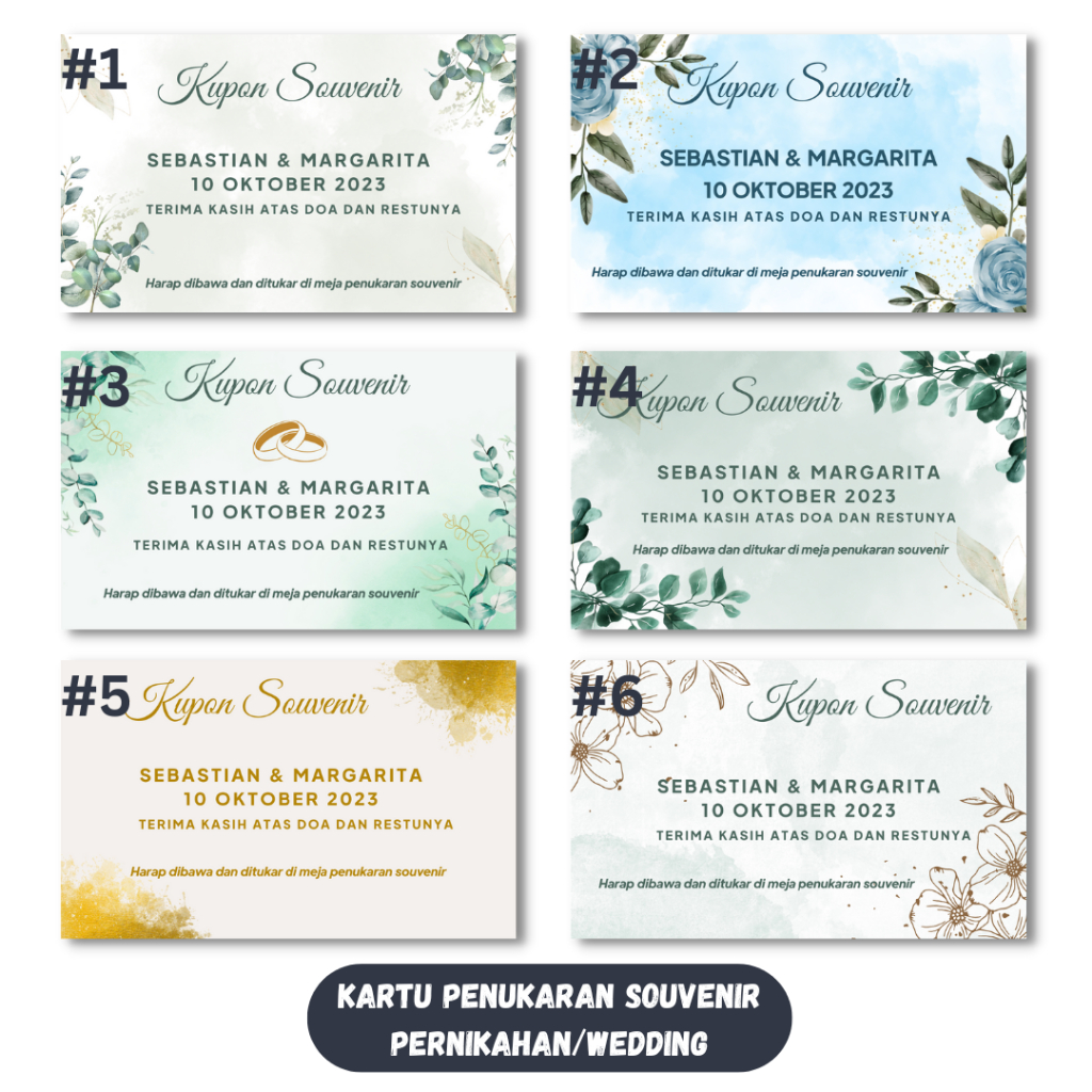 Kartu Souvenir Wedding Pernikahan | Kupon Souvenir Wedding Pernikahan | Kartu Penukaran Souvenir Wed
