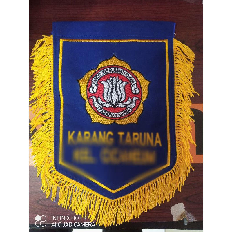 Bendera karang taruna/Bendera meja bordiran lengkap plus tiang