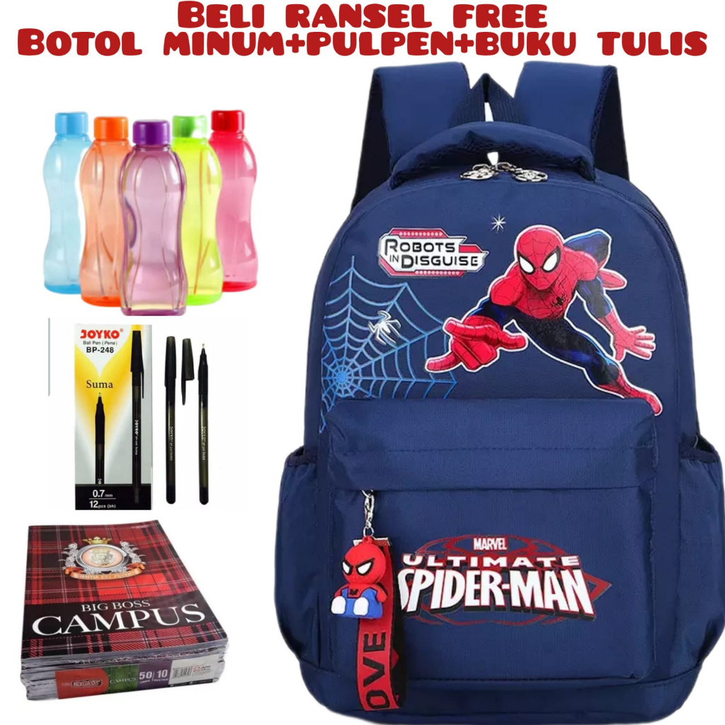 MJP_BELI 1 DAPAT 4-TAS RANSEL SEKOLAH ANAK LAKI LAKI/PEREMPUAN TAS SEKOLAH ANAK LAKI LAKI TK/SD RANSEL ANAK LAKI LAKI GAMBAR COWOK KANAK-KANAK BELI RANSEL FREE BOTOL MINUM+PULPEN+BUKU TULIS