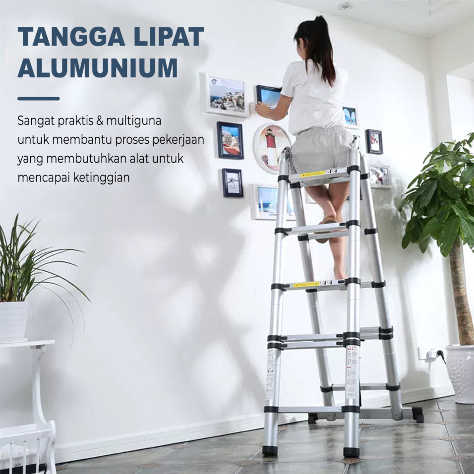 Tangga Lipat Portable DTZ1 Aluminium Teleskopik Telescopic Best Quality Ukuran 3.8m (190cm+190cm)