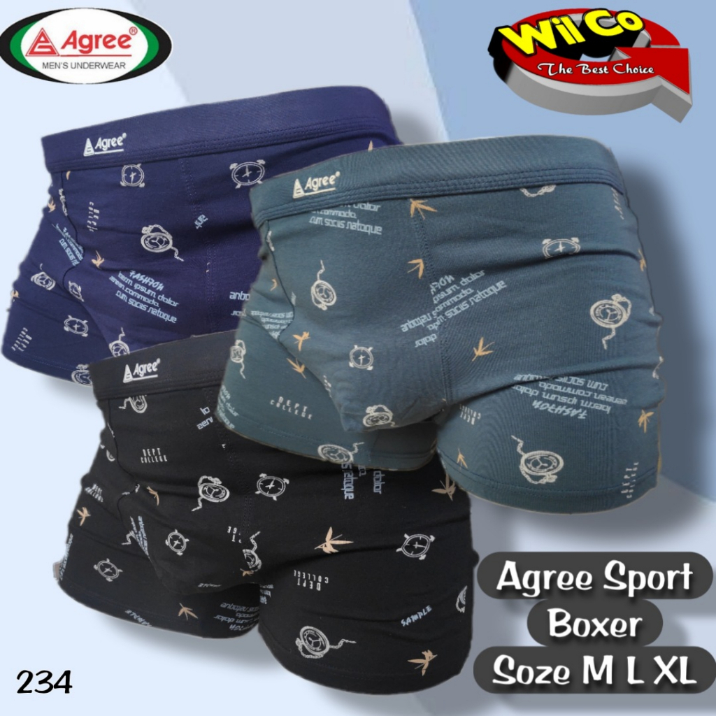 K234T - [Harga Per 3 Potong] CELANA DALAM PRIA CD [BOXER] PRIA PAKAIAN DALAM AGREE SIZE M - XL