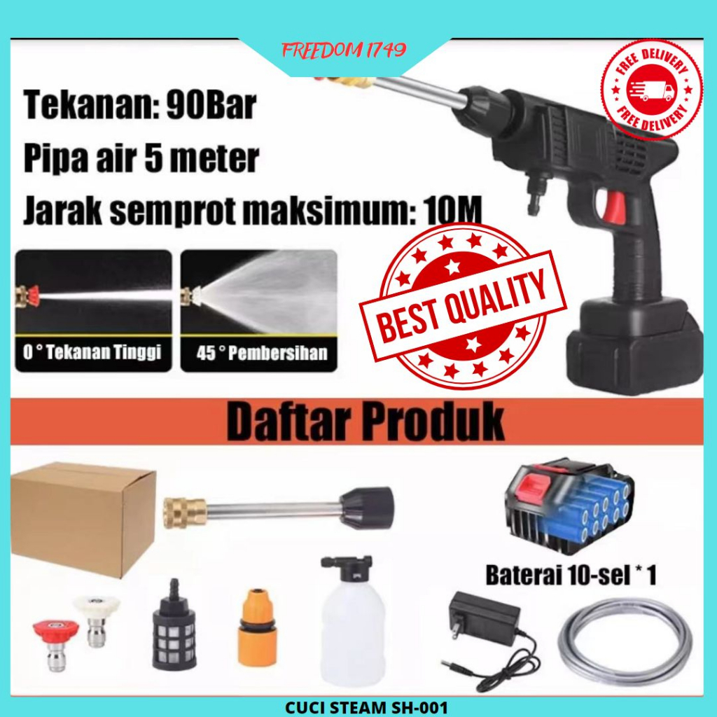 ❤FREEDOM❤ Reaim 450W  Alat Cuci Mobil Cuci Staem Ac Mobil Screen Sablon Berkualitas Pompa Mesin Steam Power Spayer Alat Portable Nirkabel