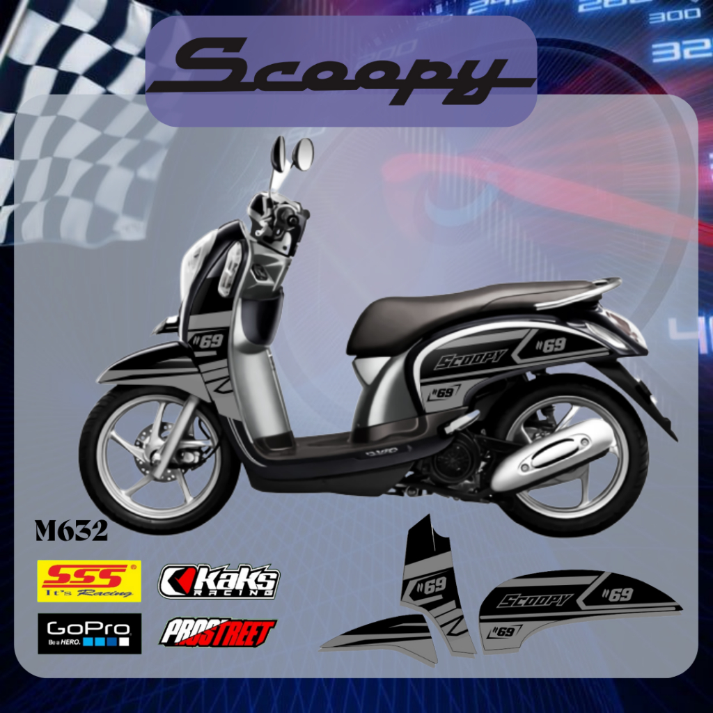 STIKER STRIPING MOTOR SCOOPY FI KODE M632 - Sticker Decal Print List Variasi  Motor Honda Scoopy Fi 