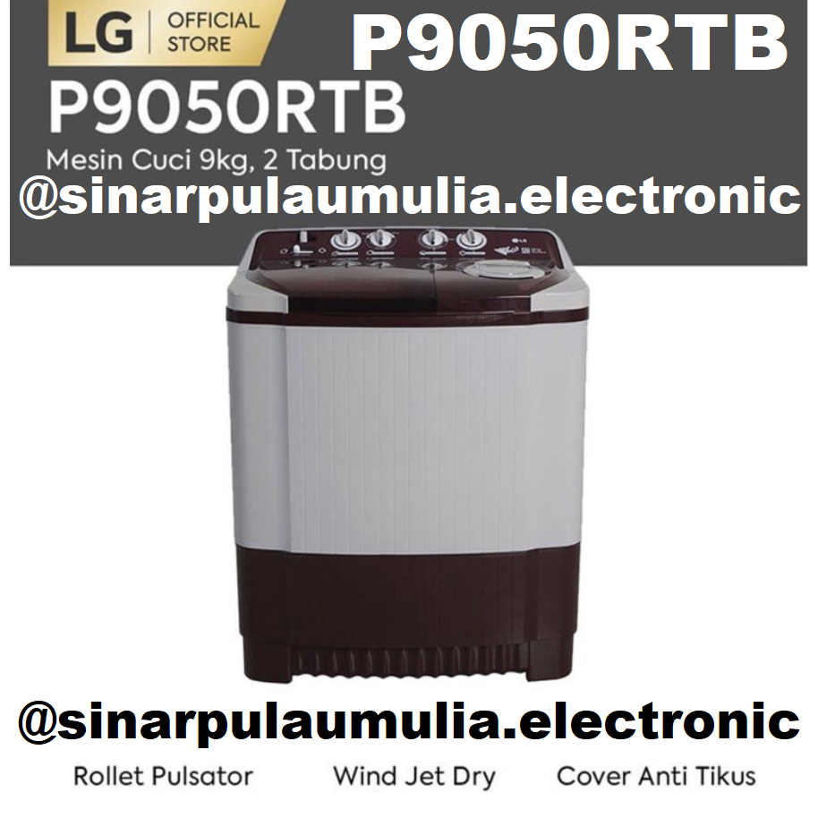 LG Mesin Cuci Manual 2 Tabung 9 KG - P9050RTB / P 9050 RTB / P9050 / 9050RTB