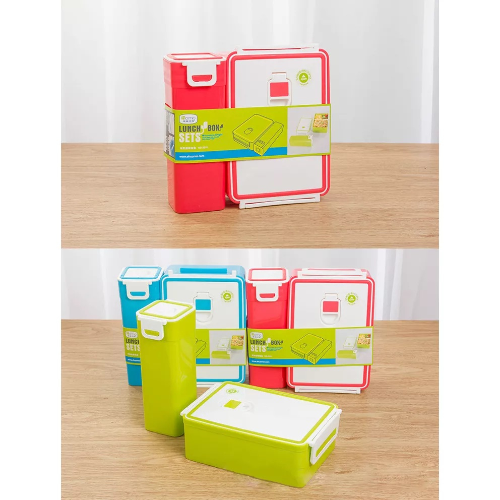 TOKO21--JAPANESE STYLE 6510 SET LUNCHBOX WITH BOTTLE/KOTAK MAKAN SIANG SET FREE BOTOL