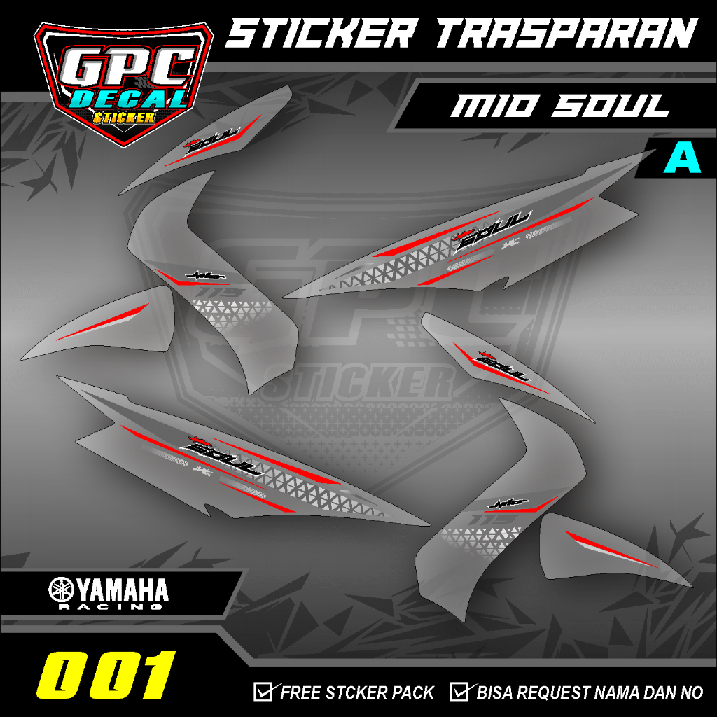 STICKER STRIPING TRANSPARAN YAMAHA MIO SOUL VARIASI TERBARU GPC DECAL 001