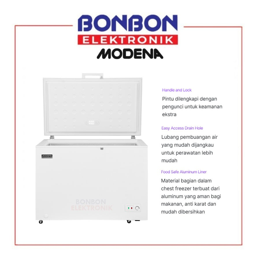 Modena Chest Freezer 310 Liter MD 0316 W / MD0316W Cooler Box 310L