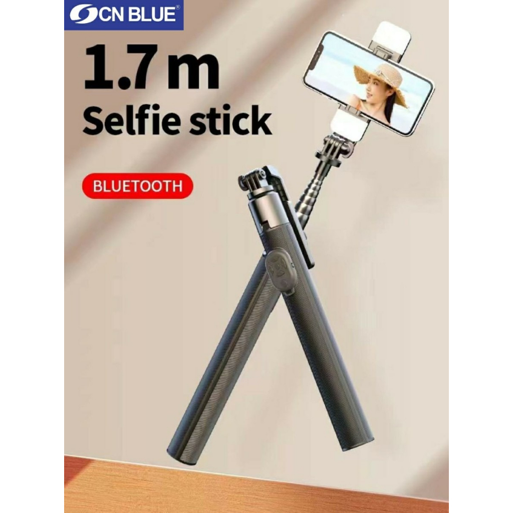 Ocean Blue OCN Y17S 1.7M Tongsis Tripod Lampu Hp Selfie Stick Remote Bluetooth LED Shutter