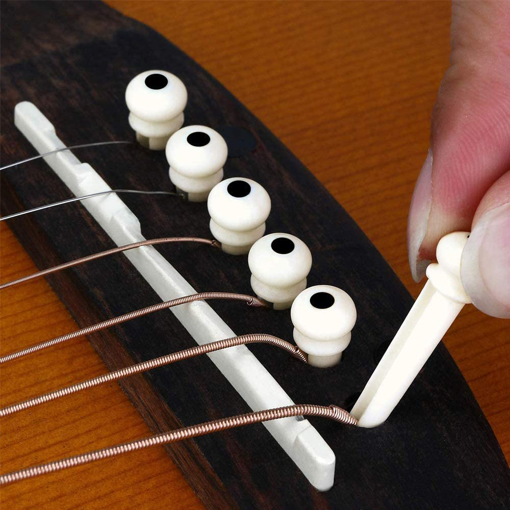 6pcs Bridge Pin Gitar Akustik Dengan Pencabut Pin 1 Set Alat Gitar