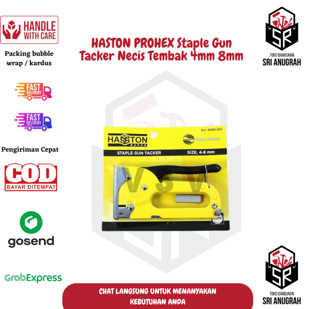 HASTON PROHEX Staple Gun Tacker Necis Tembak 4mm 8mm