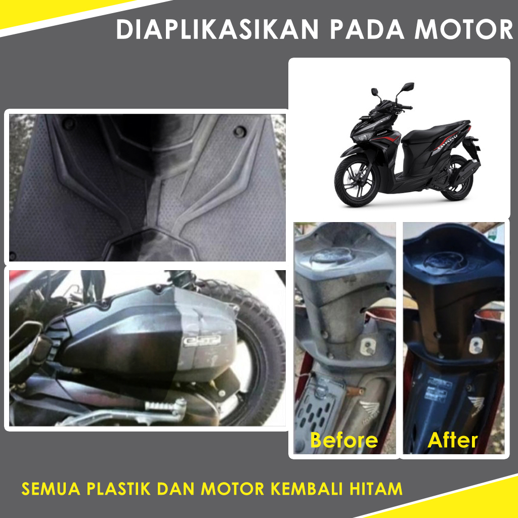 Penghitam Body Bodi Motor Mobil Permanen Back To Black -  Penghitam Body Kusam Kembali Hitam - Black Polish Penghitam Body - Poles Magic Menghitamkan Body