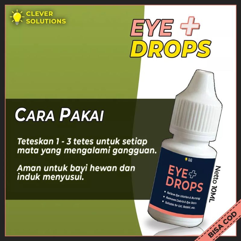 Eye+ Drops Clever Solutions Obat Tetes Mata Hewan Kucing dan Anjing Mengobati Iritasi dan Infeksi Mata 10ml