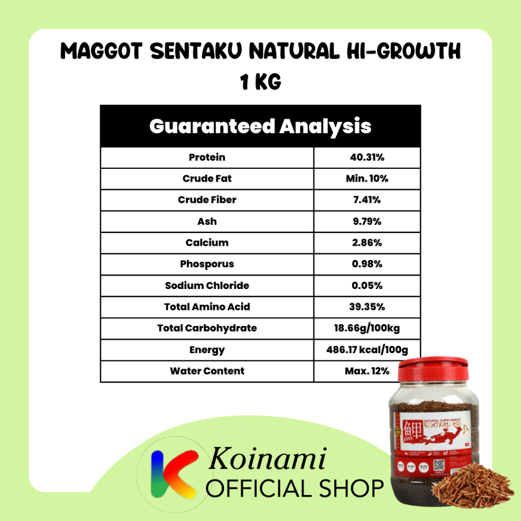 MAGGOT SENTAKU NATURAL HI-GROWTH SUPPLEMENT 1kg / pakan campuran mix ikan koi / solaris / fish food / tsuyoy