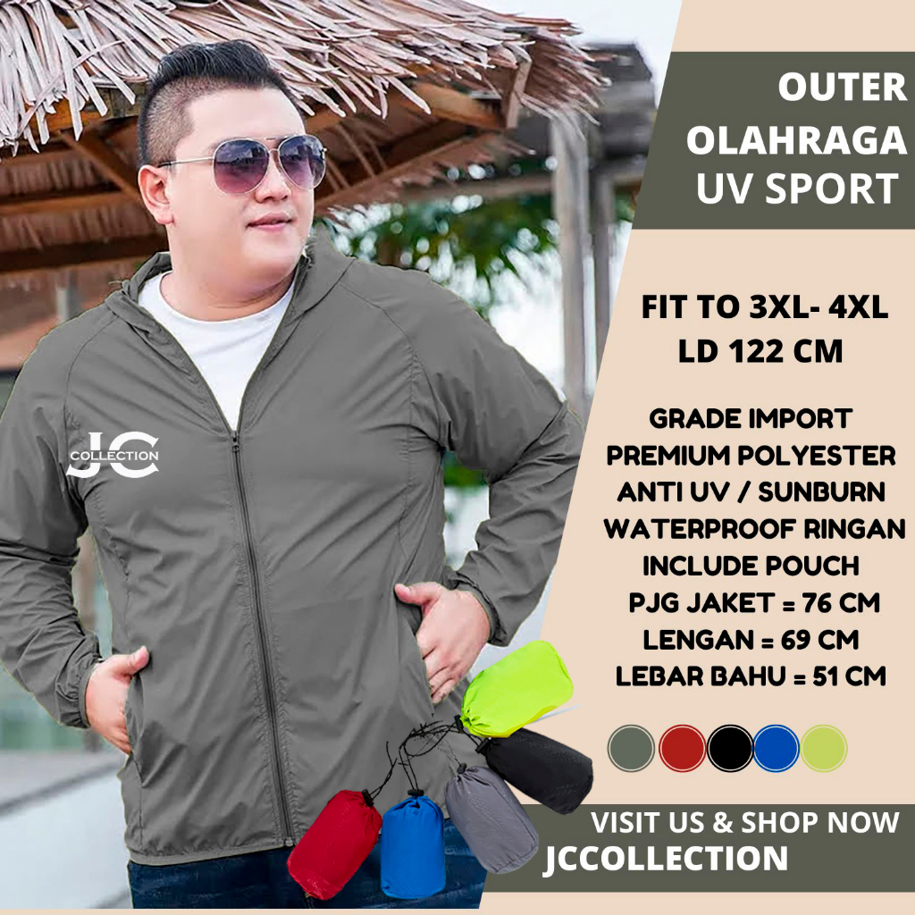 Jaket Olahraga UV Sport Jaket Trendy UNISEX 3XL-4XL / Outer Olahraga JCCollections