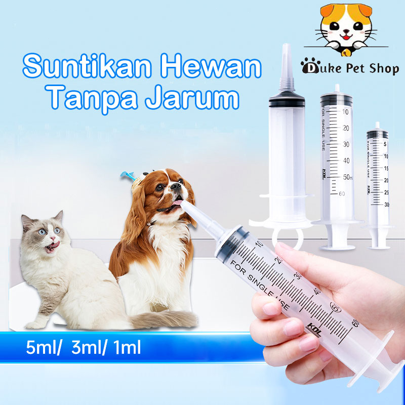 Suntikan Kucing Tanpa Jarum 1ml/3ml/5ml Alat Bantu Minum Obat Vitamin Makan Susu Bubur Hewan Kelinci Hamster Anjing