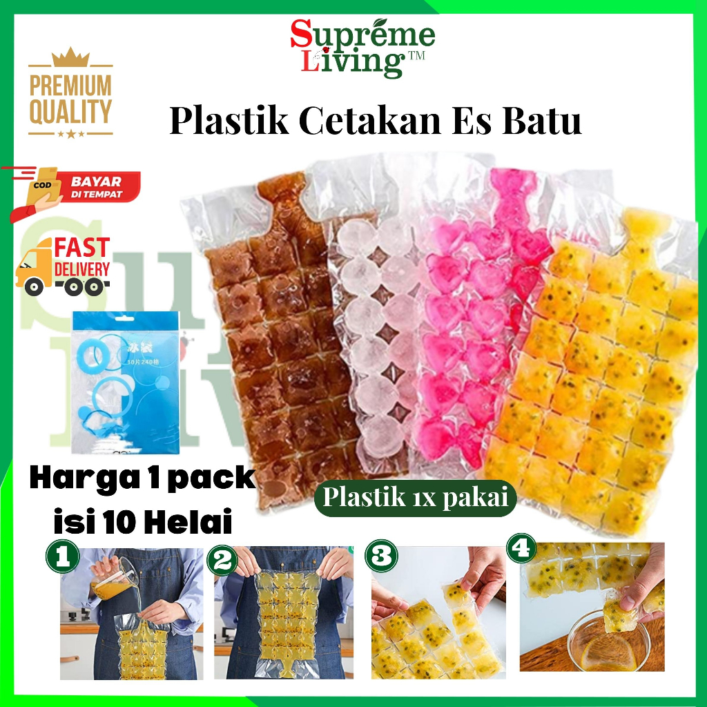 Kantong Plastik Cetakan Es Batu 10pcs/ Ice Bag 24cube Disposable Kantong Es Batu Sekali Pakai