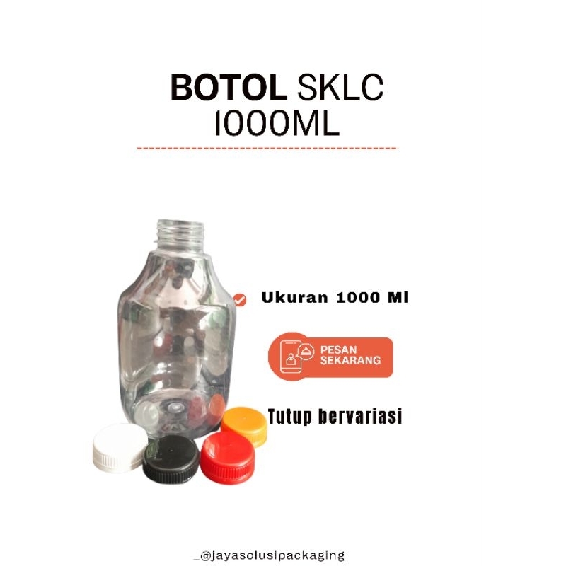 (20pcs) Botol PET 1000ML SKLC / Botol Plastik Tebal 1 Liter Gendut