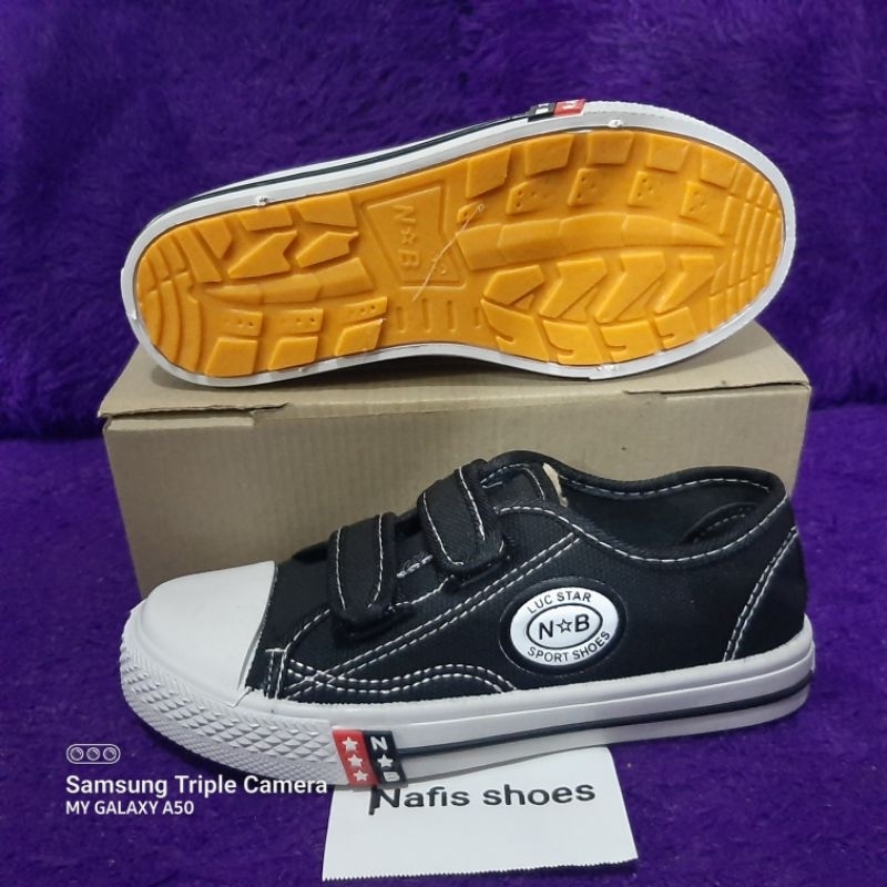 sepatu anak sekolah tk sd tempel velcro unisex cewek cowok size 29/38