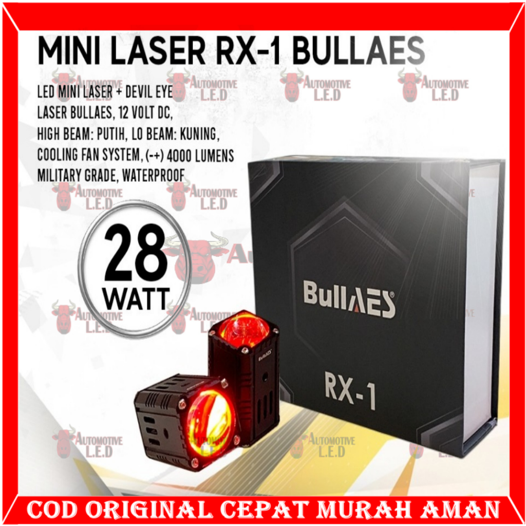 ORIGINAL LAMPU LED LASER RX1 MINI LASER RX-1 28 WATT  FREE SAKLAR SPION MERK BULLAES X1 MINI LED