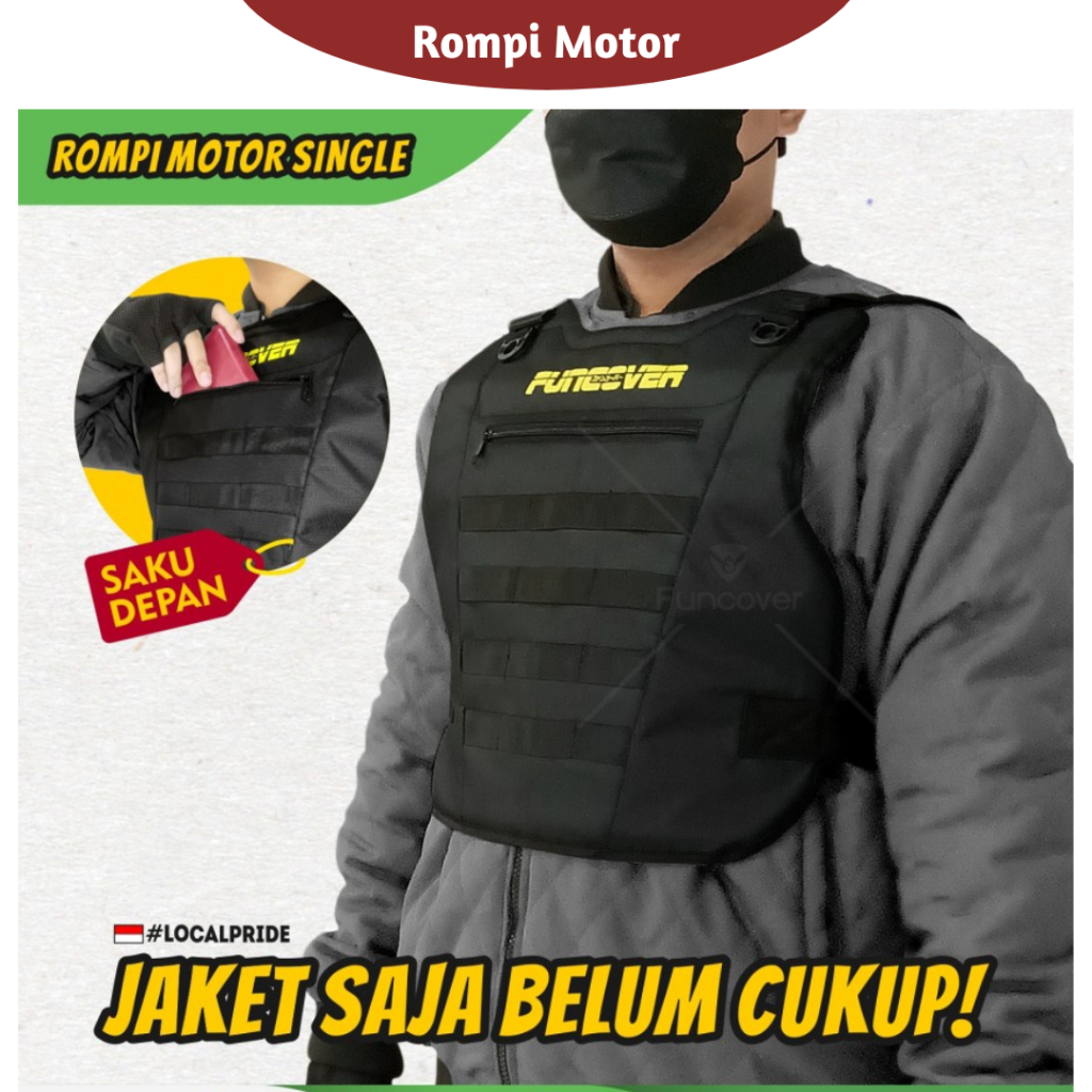 Body Protector Tas Chestbag Rompi Motor Pelindung Dada Anti Angin Rompi Motor Riders Hitam Pelindung