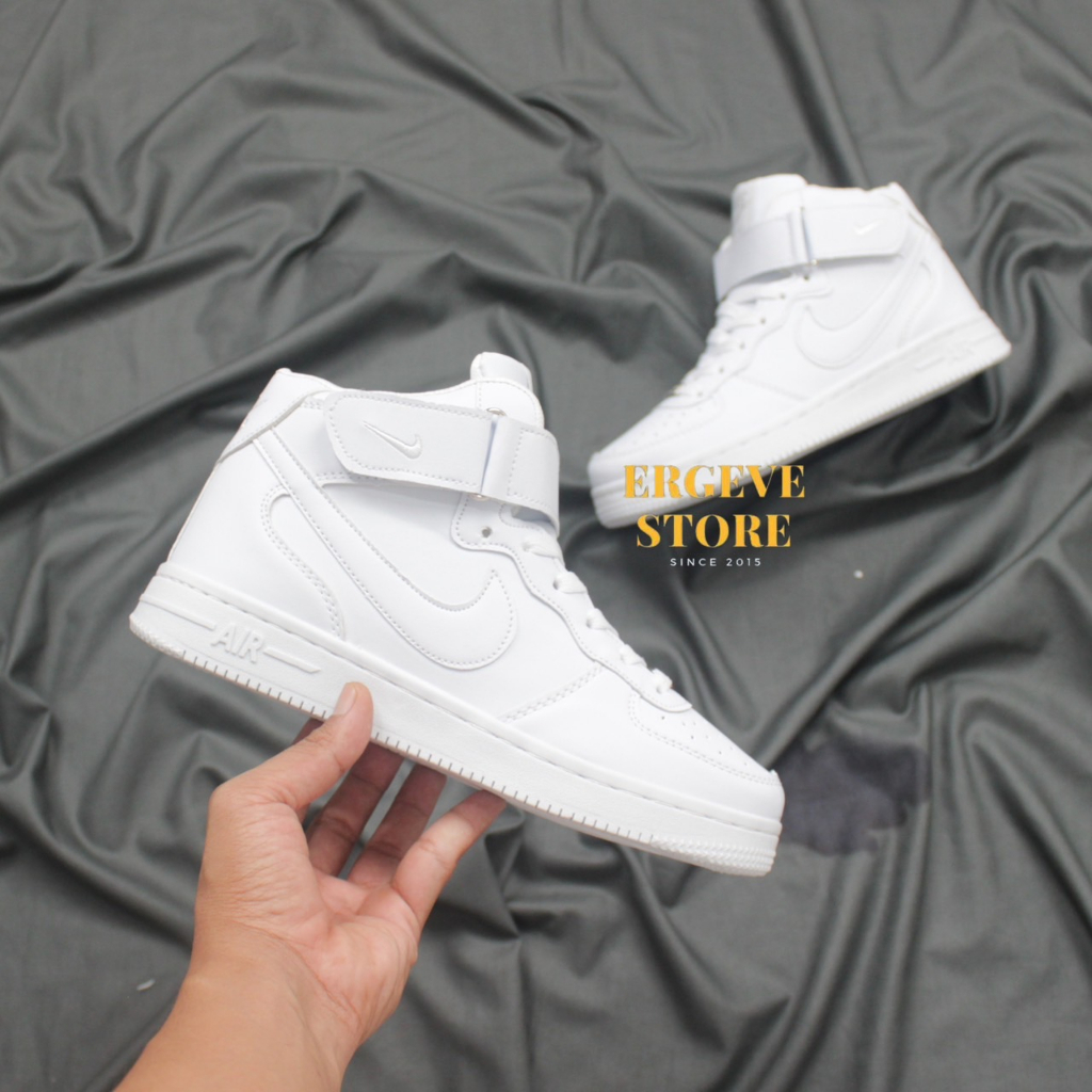 MAN &amp; LADIES SEPATU PUTIH AIR FORCE 1 LV8 MID HI PUTIH POLOS WANITA PRIA SNEAKERS WHITE