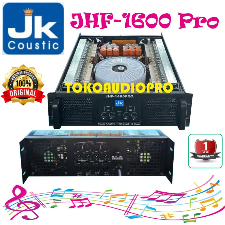 Power JK Coustic JHF1600 Pro 4-Channel Power Amplifier JK Coustic JHF-1600 Pro