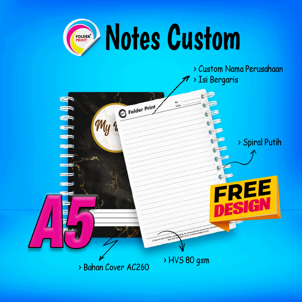 Notebook Notes Isi Custom Logo Bergaris A5