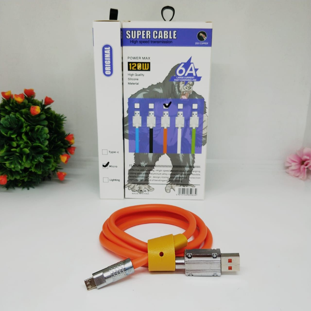 Kabel Putar 180 Strong Putar LED/AN-K06 Kabel Data 120W Micro V8 / Type-C / iPhone 6A 1M LED Bahan Silicon Super Soft Kabel Gede