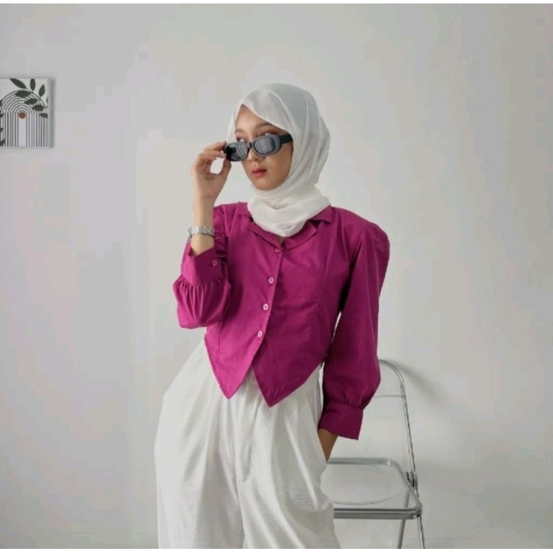 Kemeja Puff cropped Linen