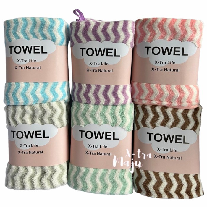 ⭐️ Jendela Kosmetik ⭐️ Handuk Mandi Lembut Bahan Microfiber Motif Zigzag UK 50x100cm / Handuk Mandi Lembut Mudah Menyerap Air / Handuk Mandi Dewasa / Handuk Zig Zag