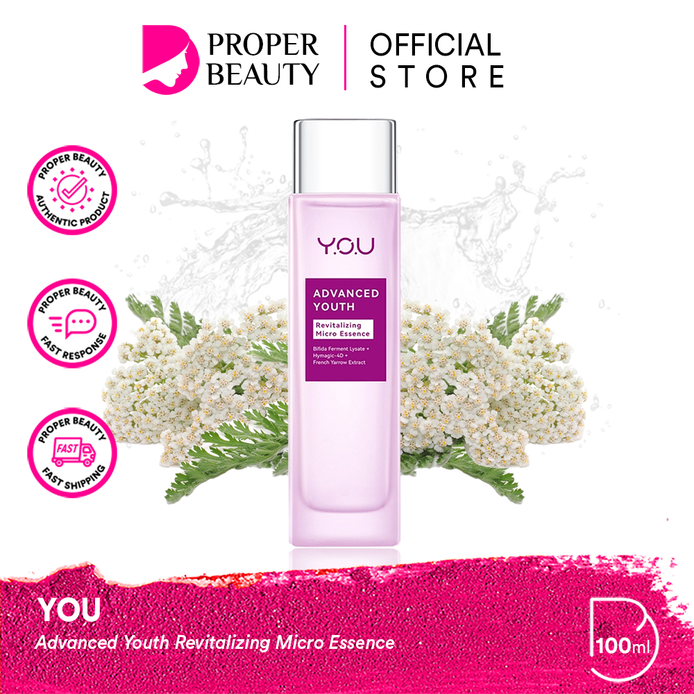 YOU Advanced Youth Revitalizing Micro Essence Indonesia / Toner Wajah 100ml / Bifida Ferment Lysate 4D Hyaluronic Acid + French Yarrow Extract / Pelembab Melembabkan Kering / Anti Aging Penuaan Dini Garis Halus Keriput / Skincare Face Care Y.O.U Series