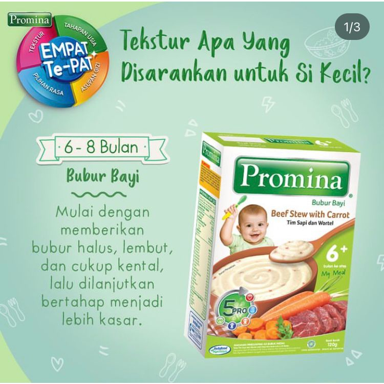 [BPOM] Promina Bubur Bayi 6+ 120gr / Bubur Tim Bayi / MPASI Bayi / Makanan Bayi / Snack Bayi / Cemilan Bayi / MYMOM