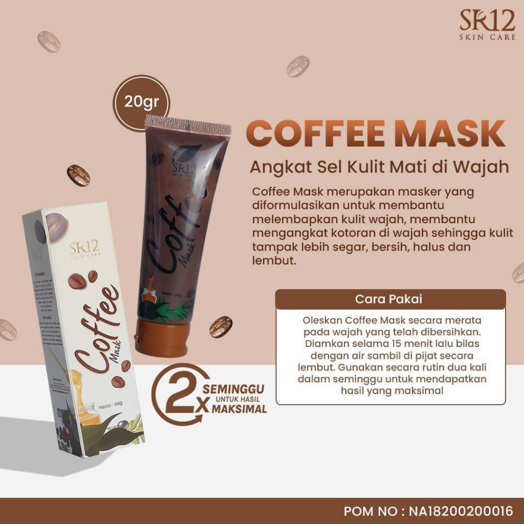 Coffee Mask SR12 Masker Peeling Kopi Ampuh atasi Flek Hitam Noda Bekas Jerawat dan Komedo 20gr