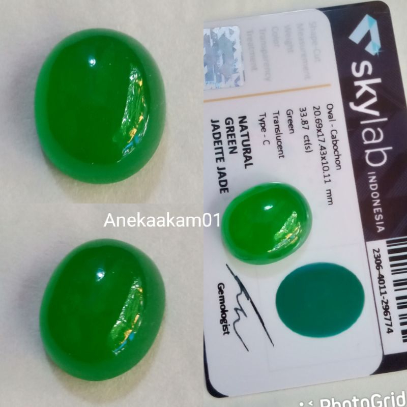 Batu Giok Birma Tipe.C (Greenjade) Natural Bodyglas lostone,+Memo Skylab Indonesia
