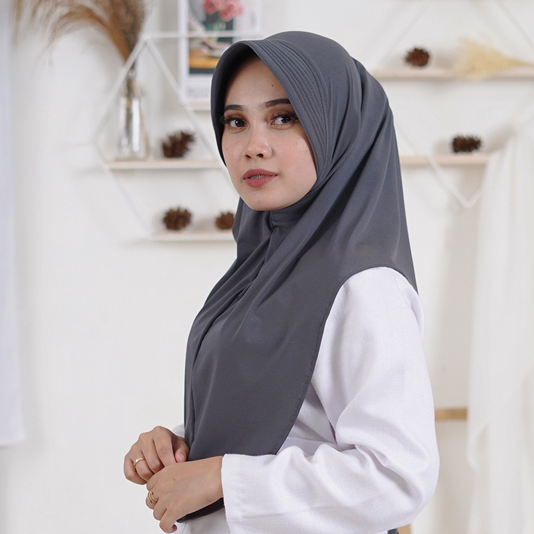 Khimar Jersey Pinguin | Bergo Hamidah Jersey Premium UKURAN M