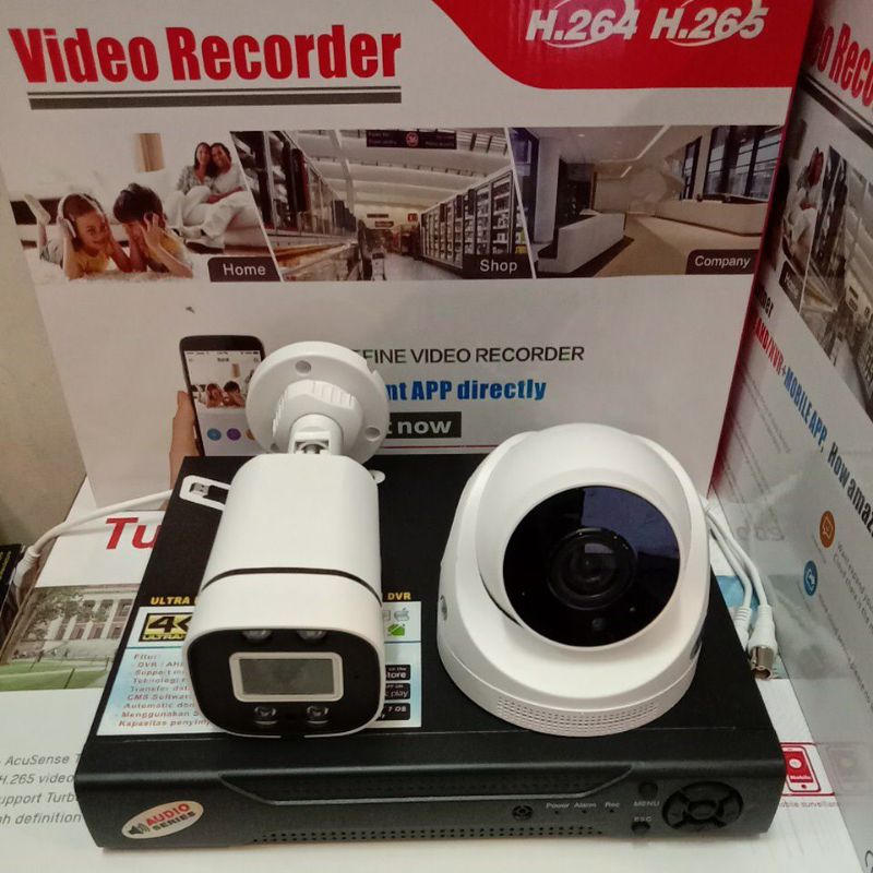 PAKET CCTV 5MP 2560P AUDIO SERIES 4 CHANNEL 2 KAMERA LENGKAP TINGGAL PASANG