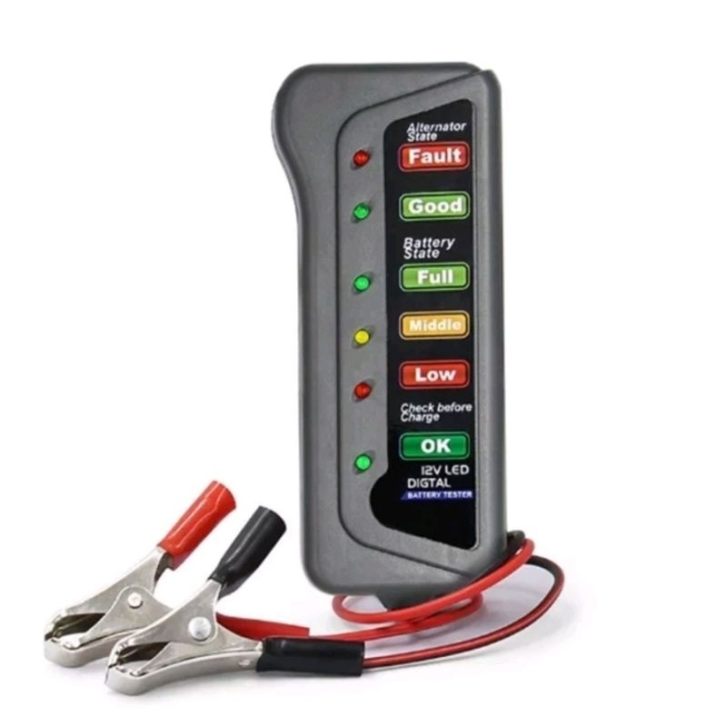 Alat Tester Aki 12V 6 LED Digital State Motor Mobil Cek Accu Baterai