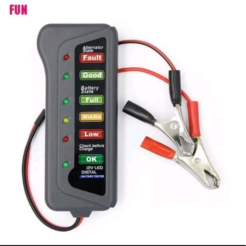 Alat Tester Aki 12V 6 LED Digital State Motor Mobil Cek Accu Baterai