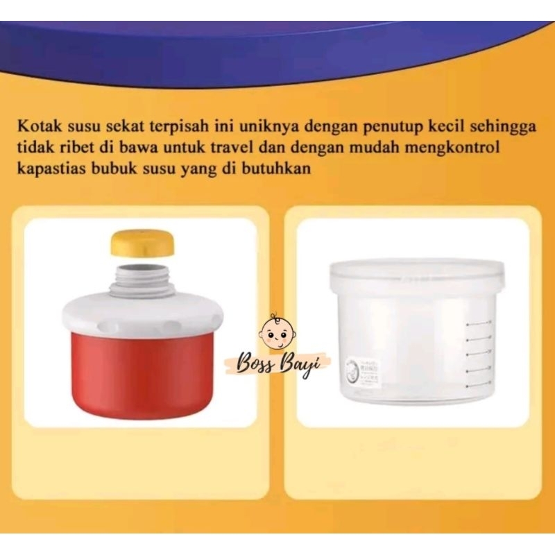 BOSS BAYI - Kotak Tempat Susu Formula Bayi / Snack ( Container 3 Susun Merah Kuning Biru)