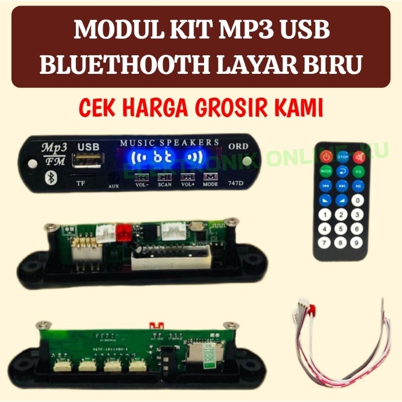 MODUL KIT MP3 USB BLUETHOOTH LAYAR BIRU