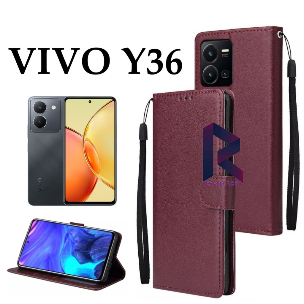 CASE VIVO Y36 DOMPET FLIP WALLET LEATHER KULIT PREMIUM SARUNG BUKA TUTUP FLIP CASE