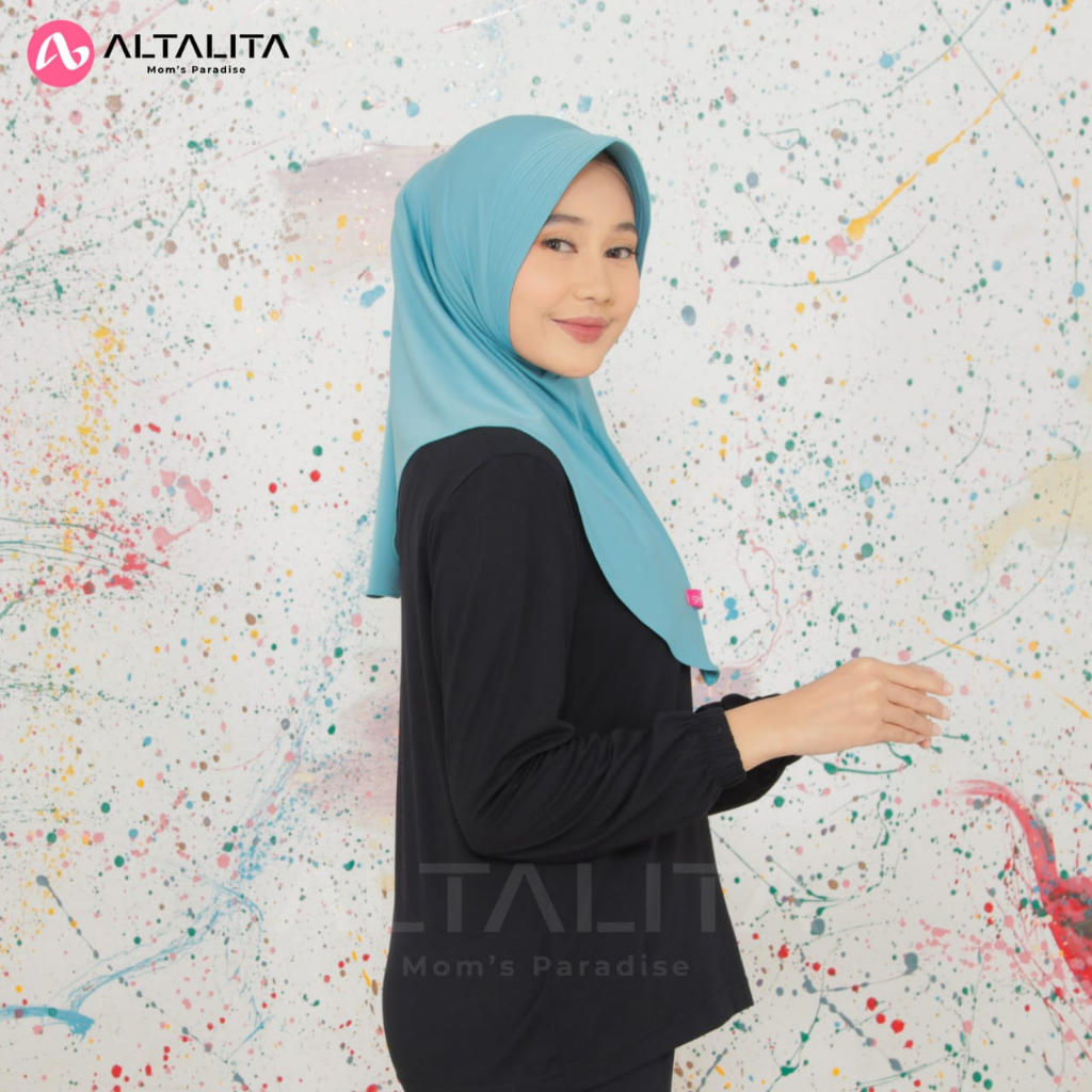 Altalita - Hijab Instan Bergo Sport Menutup Dada Kerudung Instan Qiara Penguin Size S Jilbab Bergo Jersey Premium Cocok Untuk Sekolah Olahraga Volly Futsal Senam dan Sehari-Hari