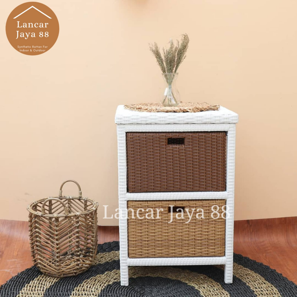 Lemari Plastik Susun 2 Rotan Sintetis