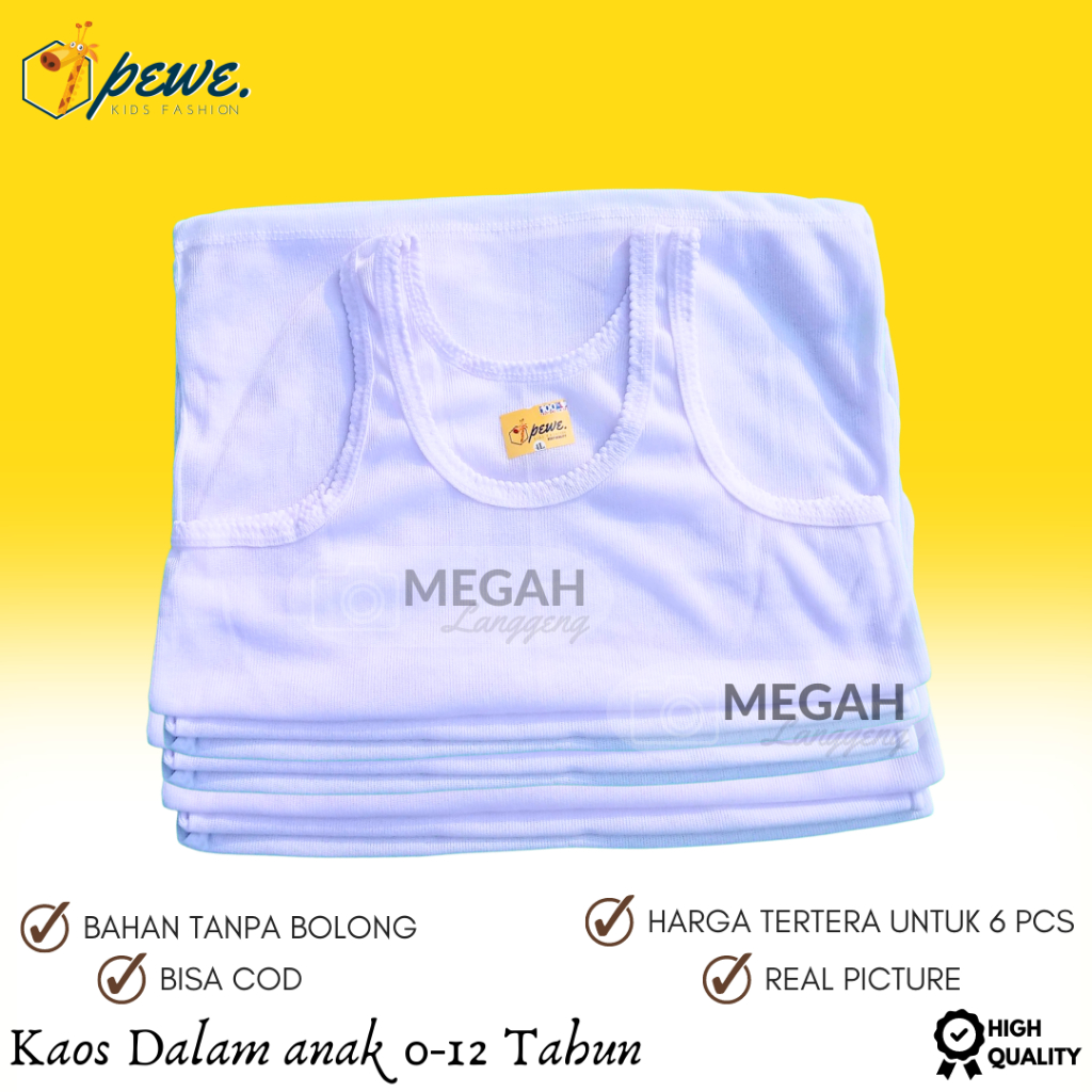 6 Pcs Singlet Tanpa Bolong Bolong Kaos Dalam Anak Singlet Kutang Anak 0-12 Tahun - Kaos dalam anak laki laki lusinan - Kaos dalam bayi laki laki - Kaos dalam bayi perempuan - Singlet Anak Bayi Kaos Dalam Bayi | Kaos Singlet Bayi | Baby Putih