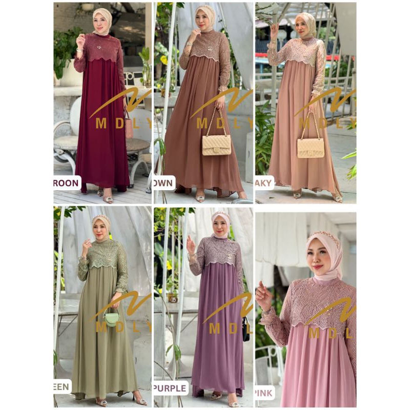 READY LARA DRESS JUMBO  By MDLY GOLD SIAP KIRIM