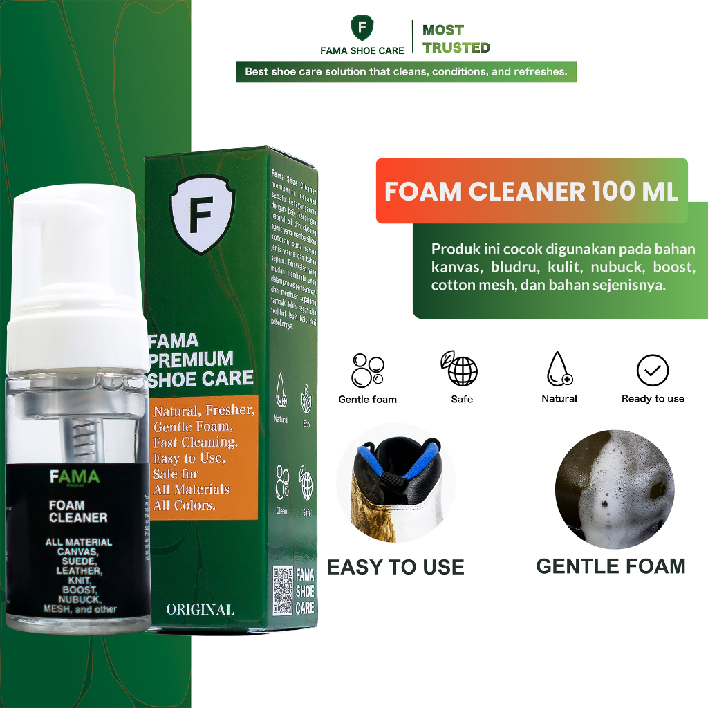 Fama Shoe Care - Foam Cleaner Sepatu 115 ml - Sabun Sepatu Shoe Cleaner - Shoes Cleaner