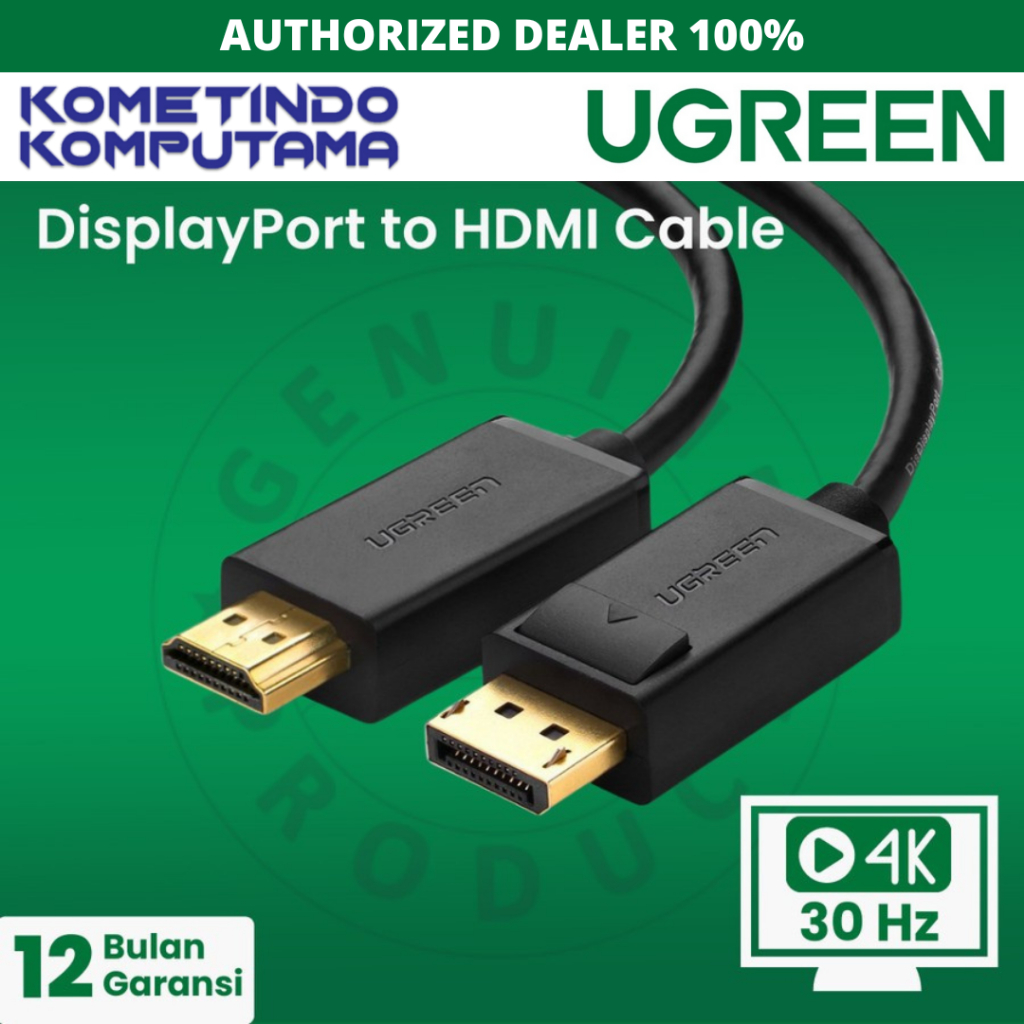 DP101 1M UGREEN DisplayPort (DP) to HDMI 4K - Garansi Resmi ORIGINAL 100% 10238