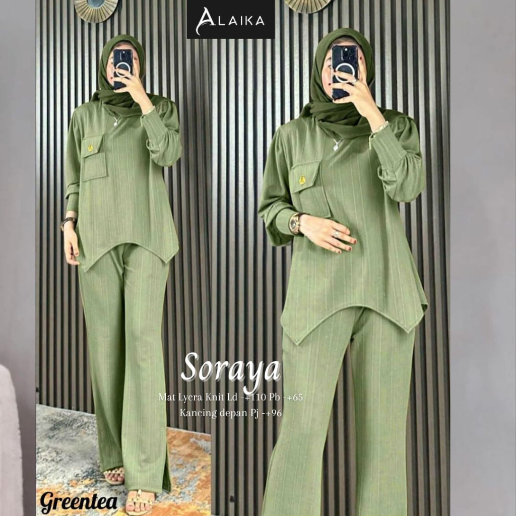 Soraya Set Setelan Lycra Knit Muslim Atasan Wanita Original Produk By Alaika