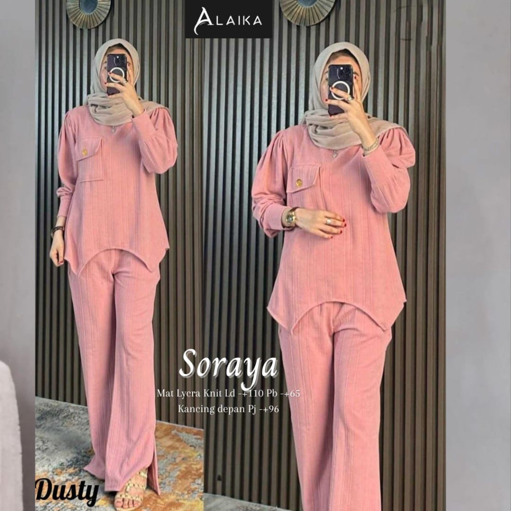 Soraya Set Setelan Lycra Knit Muslim Atasan Wanita Original Produk By Alaika